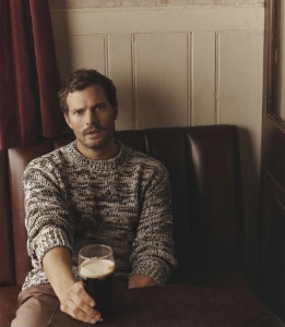 Jamie Dornan drinking a crisp Guinness
